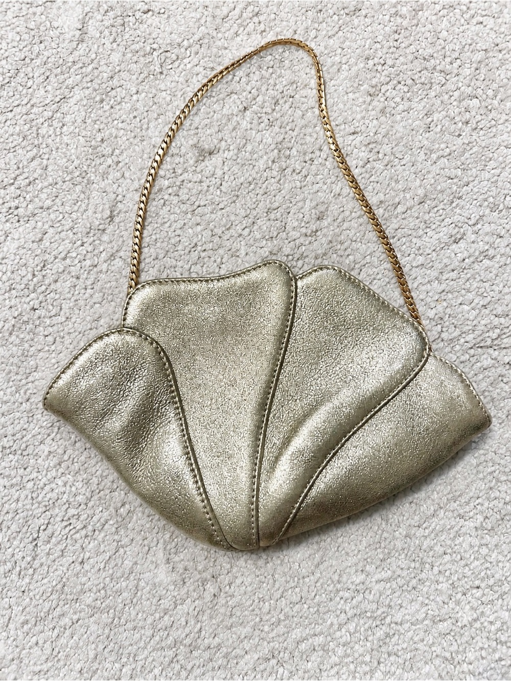 Vintage RODO Italy Gold Shell Evening Bag Metallic Designer Clutch Purse